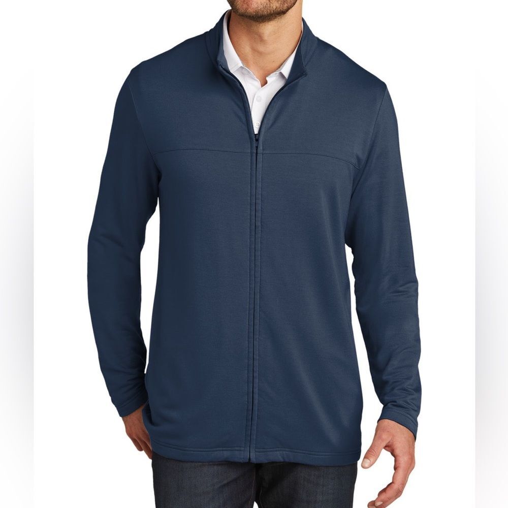 TravisMathew Newport Full-Zip Fleece Jacket Dark Navy Soft Stretch Lounge L